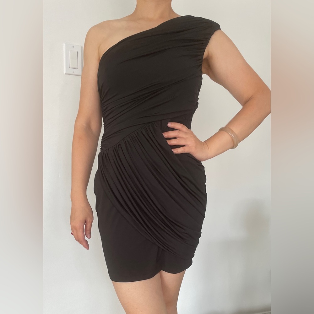 Grass Collection Black One-Shoulder Dress